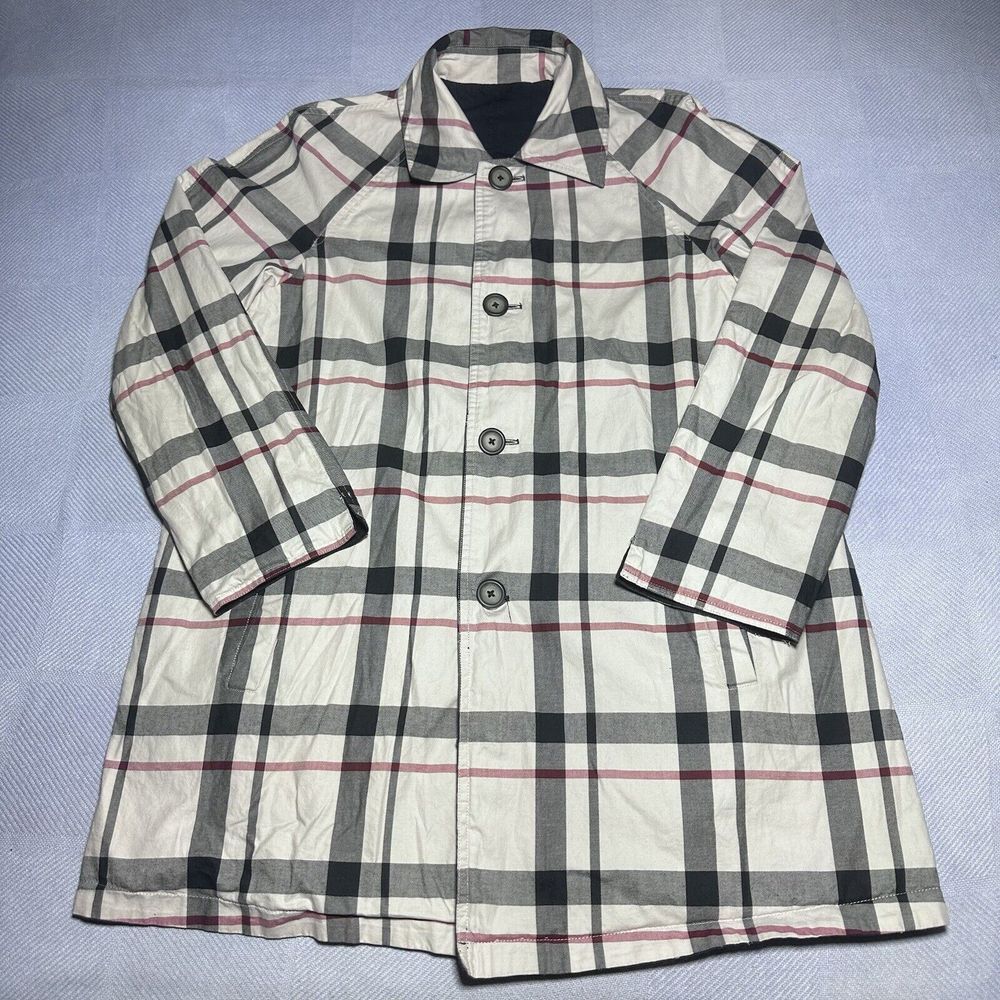 Pendleton Reversible Plaid Check & Black‎ Long Button Jacket Women's Size M/L